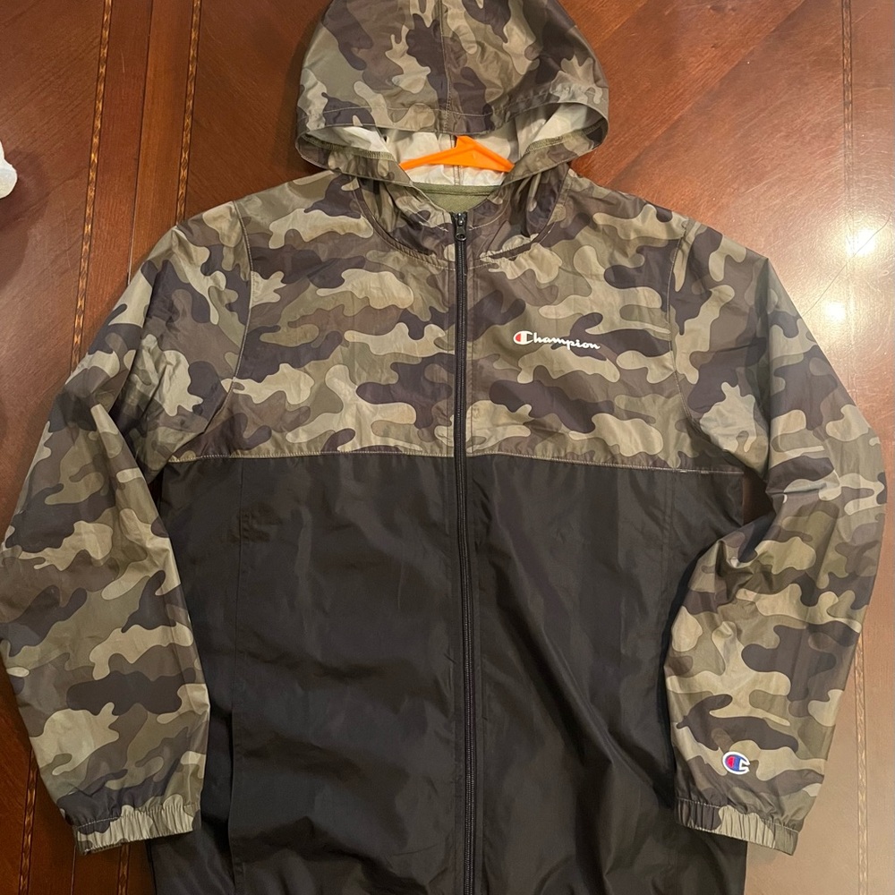Champion Camo Athletic Windbreaker Jacket Youth XL